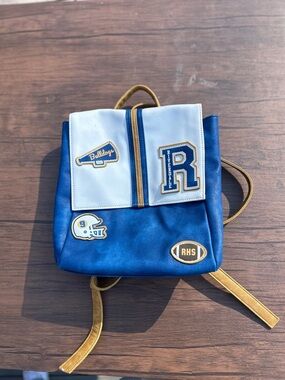 Blue and White School Patch Mini Backpack